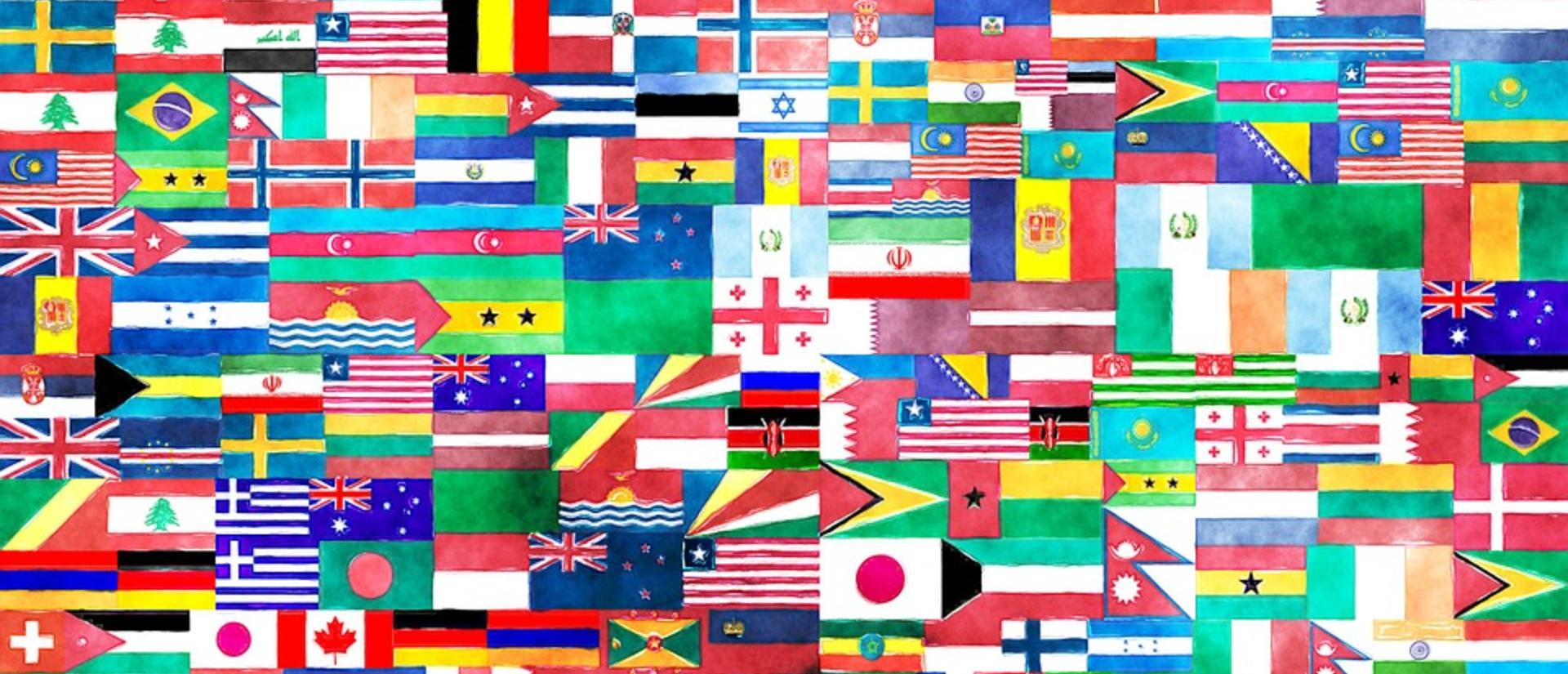 mosaic of many international flags