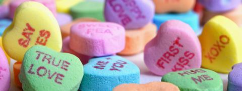 valentines day heart candies with sweet messages